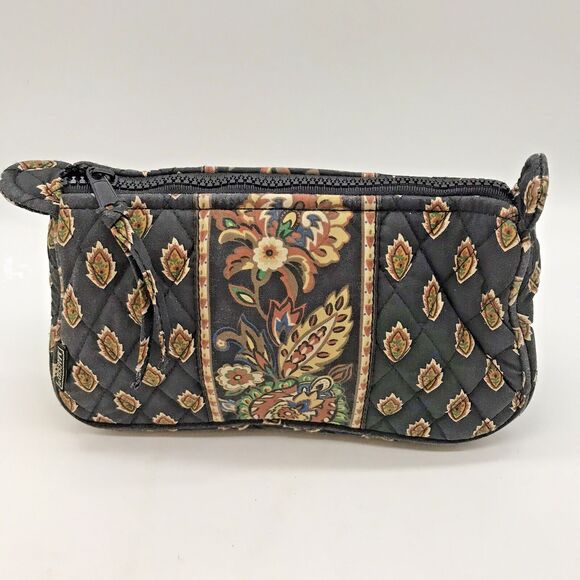 Maggi B Plastic Lined Quilted Cosmetic Bag Zip Top Multicolored  Makeup Pouch - Picture 3 of 10